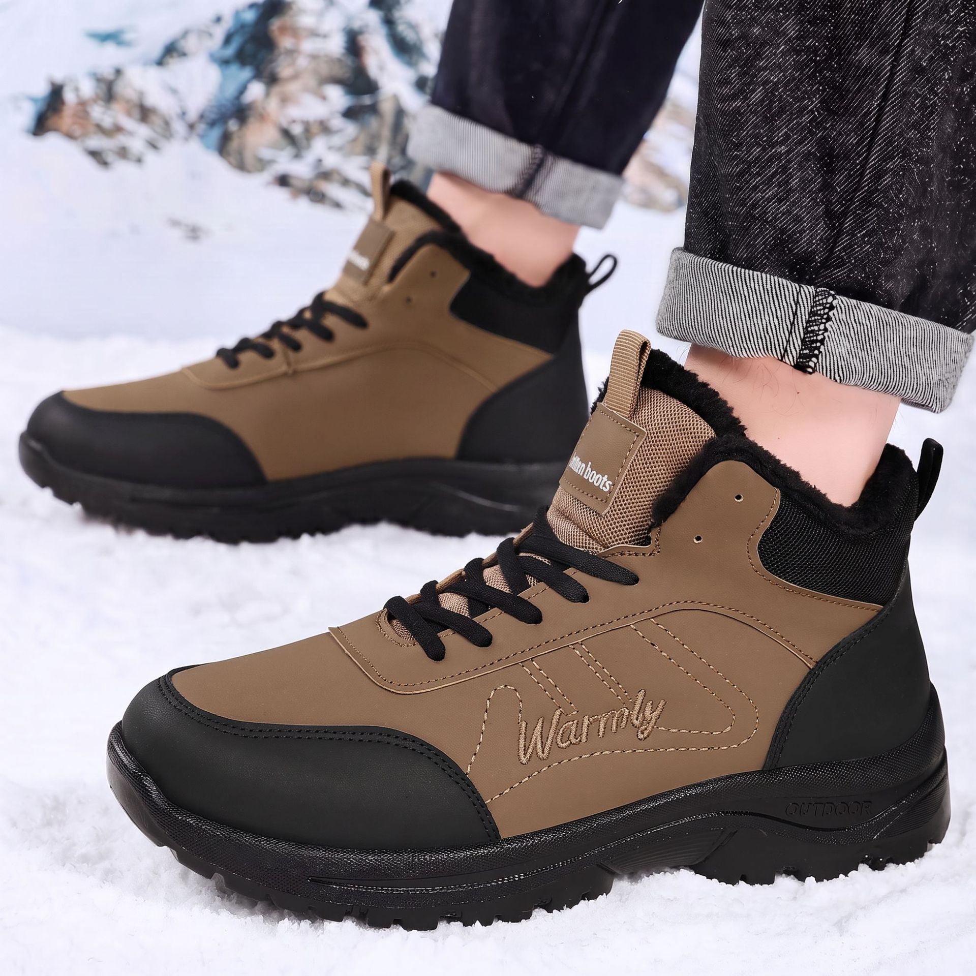 Men'S Shoes Hoka Sale - Herren-Baumwollschuhe mit dickem Samtfutter für Winter-Wanderungen