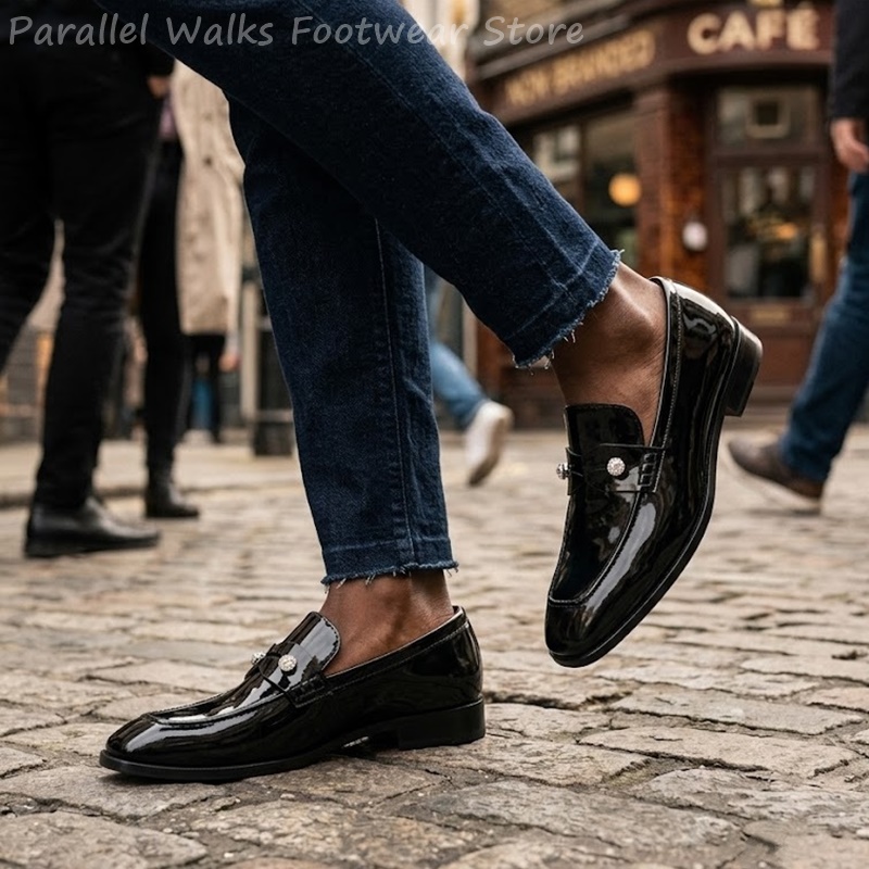 Herren Schwarze Lackleder-Imit – Men'S Shoes Smart Bewertung und Preis